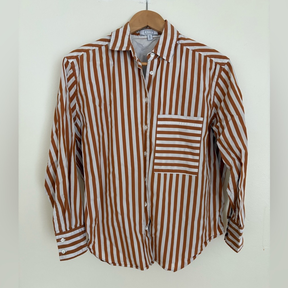 AYR Women’s Shirt with Brown and White Stripes